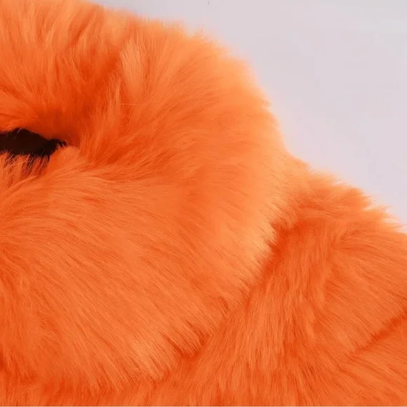 Women Fluffy Faux Fur Coat Cropped Puffer Jacket Winter Warm Fuzzy Teddy Jacket - Picture 5 of 8